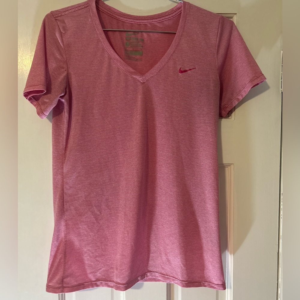 Nike pink stripe shirt size small